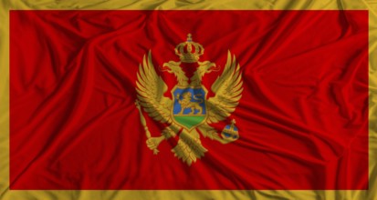 Montenegro flag with fabric texture background. National flag of Montenegro with cloth texture