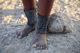 Detail, Himba jewelry for feet, traditional Himba village, Kaokoveld, Kunene, Namibia