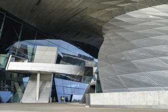 Modern, futuristic and deconstructivist architecture, BMW Welt Munich, Bavaria Germany