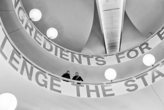 Modern architecture, interior view of the often so-called salad bowl from BMW Welt, the design was