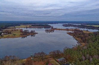 Neuendorfer See in the evening near Alt Schadow, MÃ¤rkische Heide, in the Spreewald UNESCO