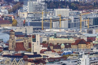 View from Santiago de Chile Square of the city center of the state capital Stuttgart with