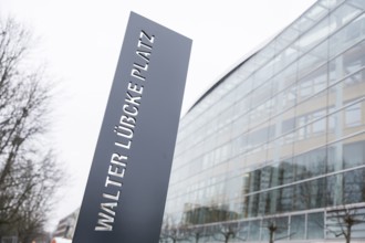 Walter LÃ¼bcke Platz in front of the Konrad Adenauer Haus, the party headquarters of the Christian