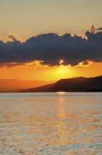 Colorful sunset over Lake Geneva, near Montreux, Canton of Vaud, . switzerland