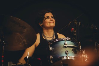 Camille Phillips, drummer from The Subways live on For Eternity Tour 2025 at Hole44 in Berlin on 29