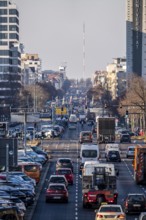 Heavy city traffic on the 17th of June road towards Ernst-Reuter-Platz, Berlin, Germany