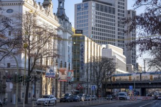 Different types of buildings, houses on KantstraÃŸe in Berlin, Stage Theater des Westens, Motel One