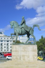 Equestrian statue of King Charles I of Romania in front of the University library, Bucharest,