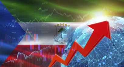 Global financial growth with Equatorial Guinean flag. Financial growth with Equatorial Guinea flag