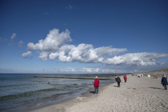 Cloudy sky on the Baltic Sea beach in Ahrenshoop, DarÃŸ, Mecklenburg-Western Pomerania, Germany