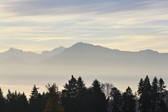 Rigi Kulm above the sea of fog, Horben, Lindenberg, Beinwil-Freiamt, Canton, Aargau, Switzerland