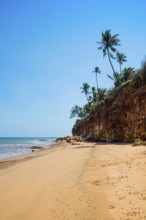 Lonely beach with red rocks and coconut trees, Red Cliffs, Bang Saphan Noi, Prachuap Khiri Khan