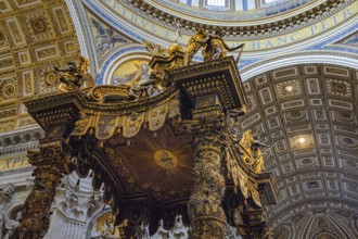 View from below up to top of canopy canopy ciborium by Gian Giovanni Lorenzo Bernini over the tomb