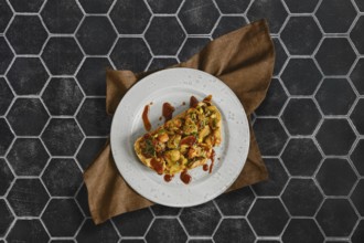 This tasty sandwich combines honey mushroom, enoki mushroom, champignon, and leek on fresh bread.