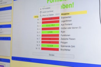Forms on a screen with color-coded tasks, Jugend Forschungszentrum Nagold, Calw district, Germany