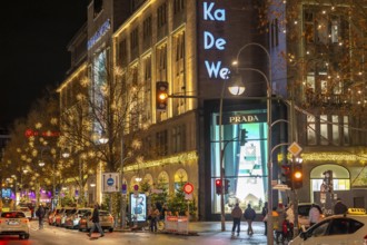 The KaDeWe, department store of the West on TauentzienstraÃŸe in Christmas light decoration,