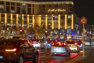 Leipziger Platz, Mall of Berlin, in Christmas light decoration, 30s zone, Berlin, Germany