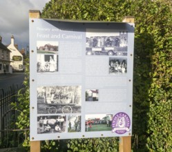 Information board notice about Pewsey and District annual Feast and Carnival, Pewsey, Wiltshire,