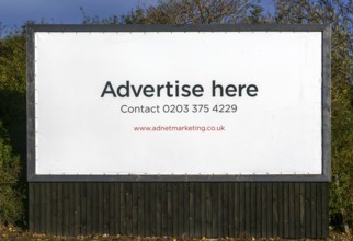 Advertise here message empty billboard sign website contact details and phone number, Adnet outdoor