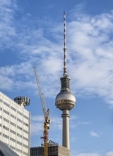 View of the television tower from Kleine AlexanderstraÃŸe, new office complex on Alexanderplatz in