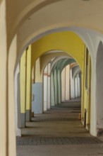 Unique arcades in Budweis South Bohemia, Czech Republic