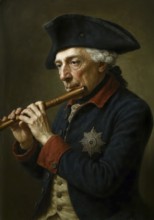 Portrait of the Prussian King Frederick II, Frederick the Great playing FkÃ¶tenspiel, symbolic