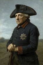 Portrait, the Prussian King Frederick II, Frederick the Great, symbolic image of Hohenzollern,