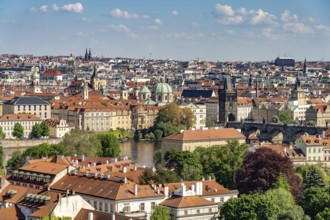 Old Town, Vltava and MalÃ¡ Strana seen from above, Prague, Czech Republic
