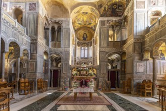 Epitaphios in the interior of the Katholikon, Hosios Luke monastery, UNESCO World Heritage Site in