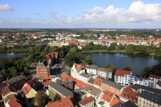 City panorama from above, Stralsund, Hanseatic City of Stralsund, Vorpommern-RÃ¼gen District,