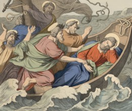 Biblical story, Jesus, the storm at sea, a biblical story in which Jesus and his disciples are