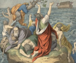 Biblical story, The Flood, a biblical narrative that describes a worldwide flood sent by God.