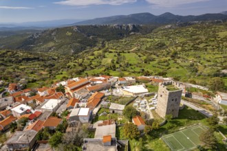 The village of Trachili on the island of Euboea or Evia seen from the air, Greece