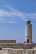 Cassis lighthouse, lighthouse in the port of Cassis, Provence, Provence-Alpes-Cote d'Azur, southern