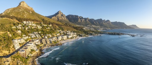 Cityscape, Aerial View, Ocean and Clifton Beach, Camps Bay and Lion's Head, Cape Town, South Africa