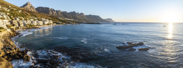 Cityscape, Aerial View, Ocean and Clifton Beach, Camps Bay, Cape Town, South Africa