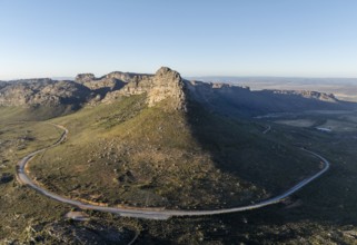 Parkhuispas mountain pass, aerial view of mountains and countryside, Cederberg Mountain Catchment