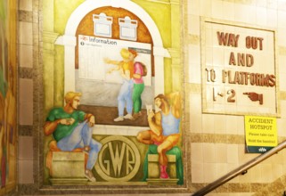 Stairwell mural, Exeter St Davids railway station, Exeter, Devon, England, UK by Bridget Green also