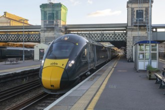 GWR British Rail Class 800 train at platform, Exeter St Davids railway station, Exeter, Devon,
