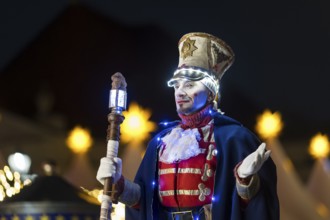 A Black-winged Stilt walker at the Christmas market WeihnachtsZauber Gendarmenmarkt on the