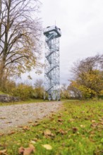 Observation tower next to a path surrounded by autumn trees, DÃ¼rrenmettstetten observation tower,