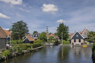 Gracht, canal in Hindeloopen, Friesland, Netherlands