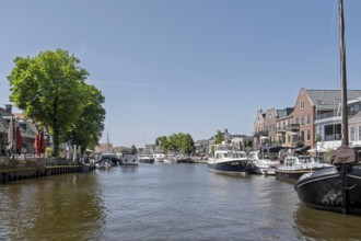 Main channel in Lemmer am IJsselmeer, Lemsterland, Friesland Province, Netherlands