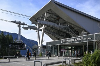 Valley station of the cable car to the Zugspitze (2962 m), Grainau municipality,
