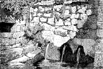 Historic Inca bath near Lake Titicaca, water source, flows, water basin, steps, rocks, walls,