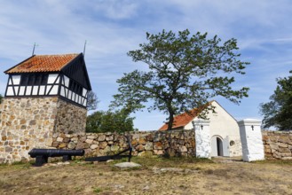Former gunsmith, converted into a church, free-standing bell tower, ChristiansÃ¸, Christiansö,