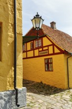 Historic, yellow-washed timbered house, ChristiansÃ¸, Christiansö, Ertholmene, Pea Islands,
