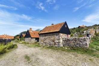 Traditional stone houses, settlement, monument protection, fortress complex, ChristiansÃ¸,