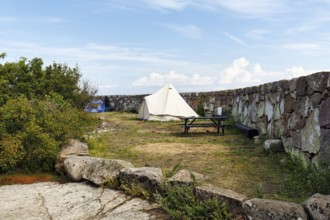ChristiansÃ¸ Teltplads, small campground, historic fortress with bell tent, tent, Christiansö,