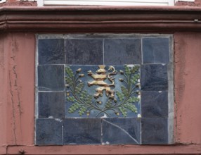 Dekoration am TÃ¶pferhaus, Fachwerk, stony path 8, Marburg, Hesse, Germany